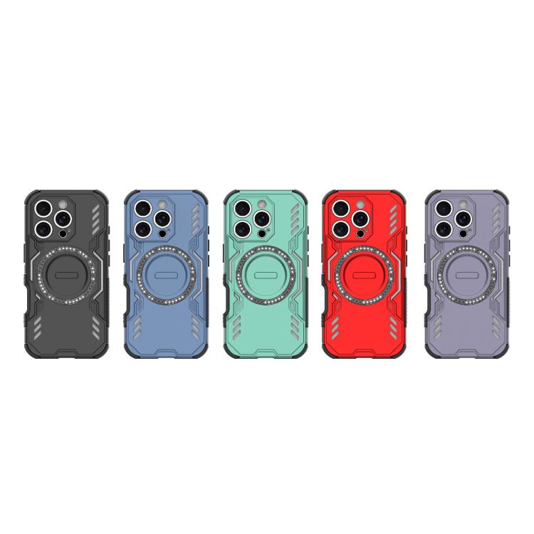 For iPhone 16 Pro Butterfly Armor MagSafe Magnetic Ring Shockproof Phone Case