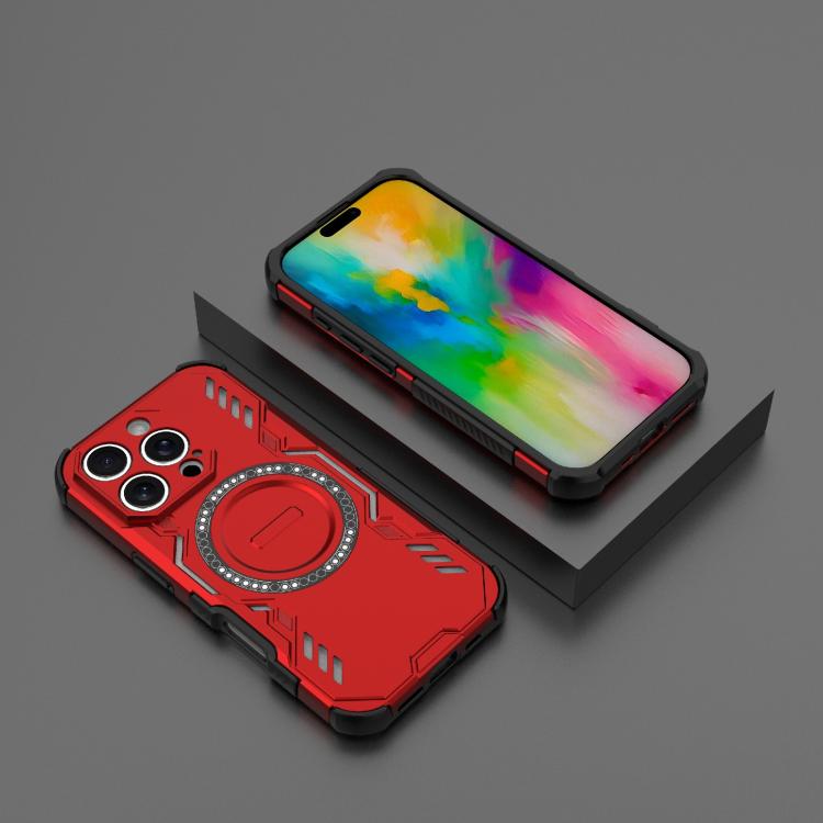 For iPhone 16 Pro Butterfly Armor MagSafe Magnetic Ring Shockproof Phone Case