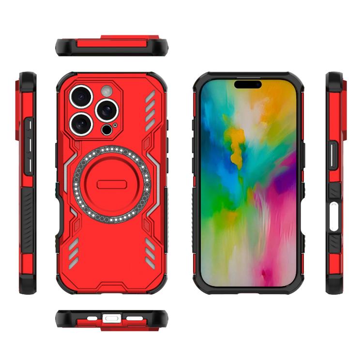 For iPhone 16 Pro Butterfly Armor MagSafe Magnetic Ring Shockproof Phone Case