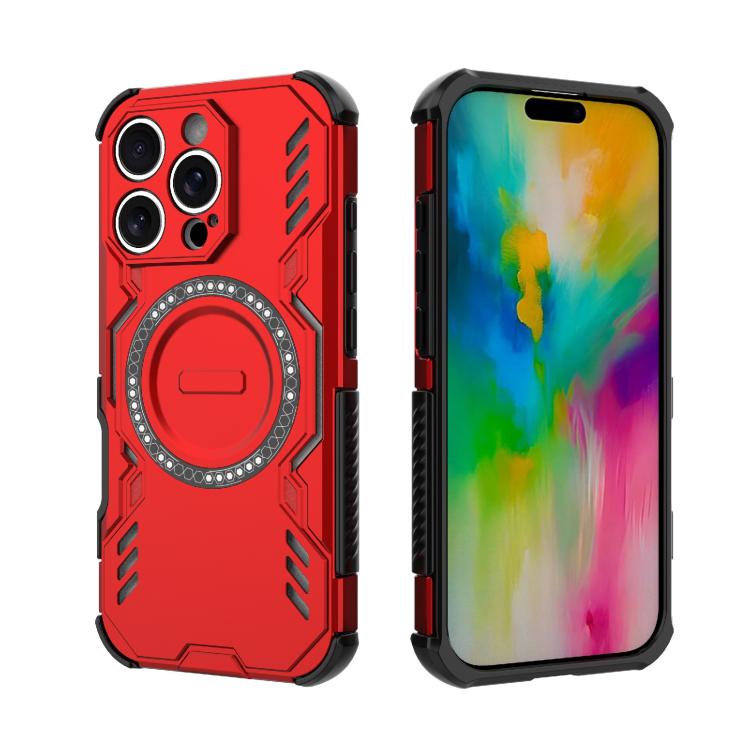 For iPhone 16 Pro Butterfly Armor MagSafe Magnetic Ring Shockproof Phone Case