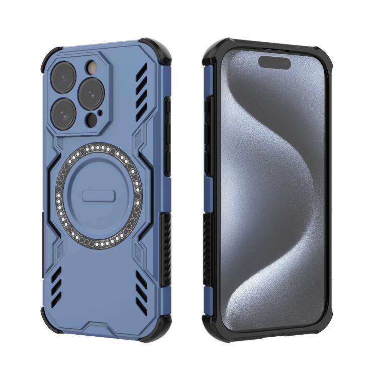 For iPhone 15 Pro Butterfly Armor MagSafe Magnetic Ring Shockproof Phone Case