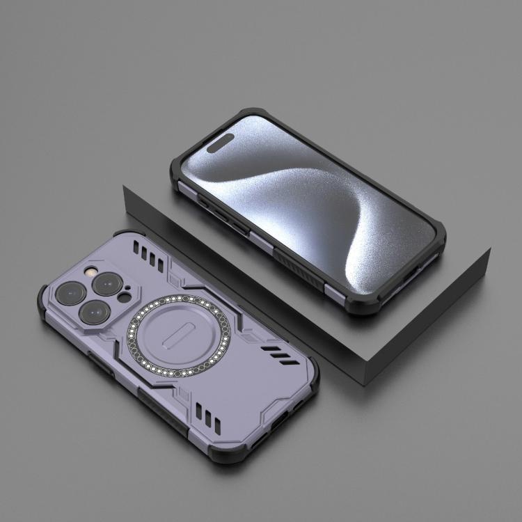 For iPhone 15 Pro Butterfly Armor MagSafe Magnetic Ring Shockproof Phone Case