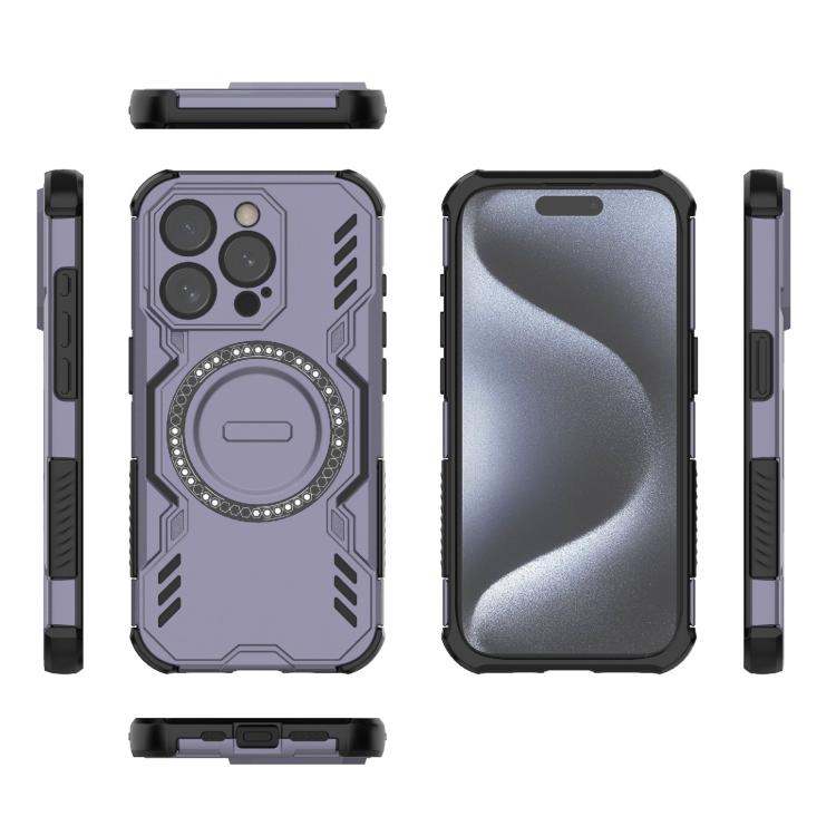 For iPhone 15 Pro Butterfly Armor MagSafe Magnetic Ring Shockproof Phone Case