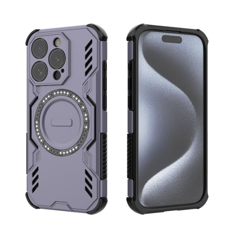 For iPhone 15 Pro Butterfly Armor MagSafe Magnetic Ring Shockproof Phone Case
