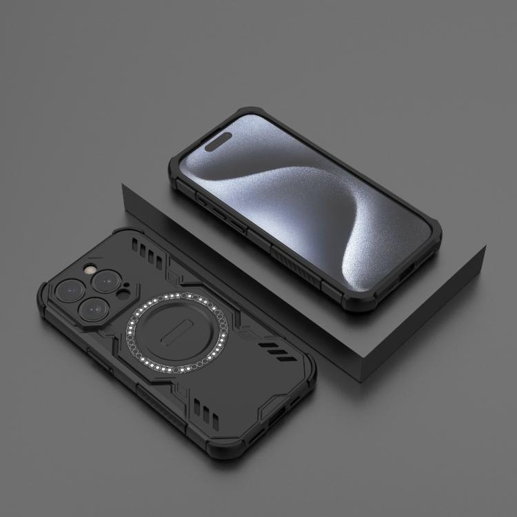For iPhone 15 Pro Butterfly Armor MagSafe Magnetic Ring Shockproof Phone Case