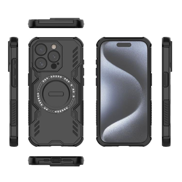 For iPhone 15 Pro Butterfly Armor MagSafe Magnetic Ring Shockproof Phone Case