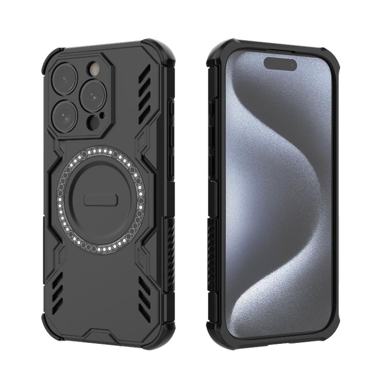 For iPhone 15 Pro Butterfly Armor MagSafe Magnetic Ring Shockproof Phone Case