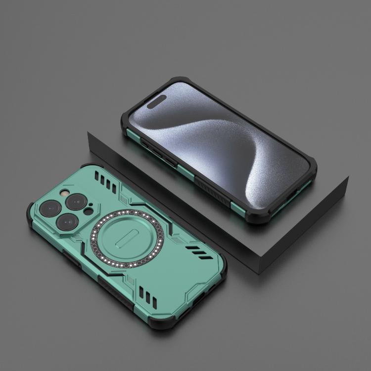 For iPhone 15 Pro Butterfly Armor MagSafe Magnetic Ring Shockproof Phone Case