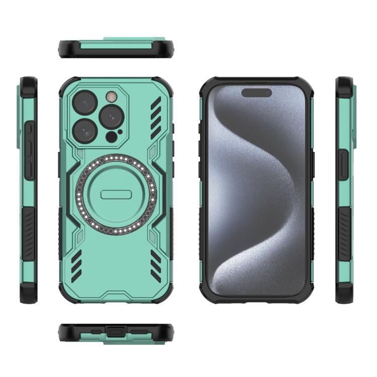 For iPhone 15 Pro Butterfly Armor MagSafe Magnetic Ring Shockproof Phone Case