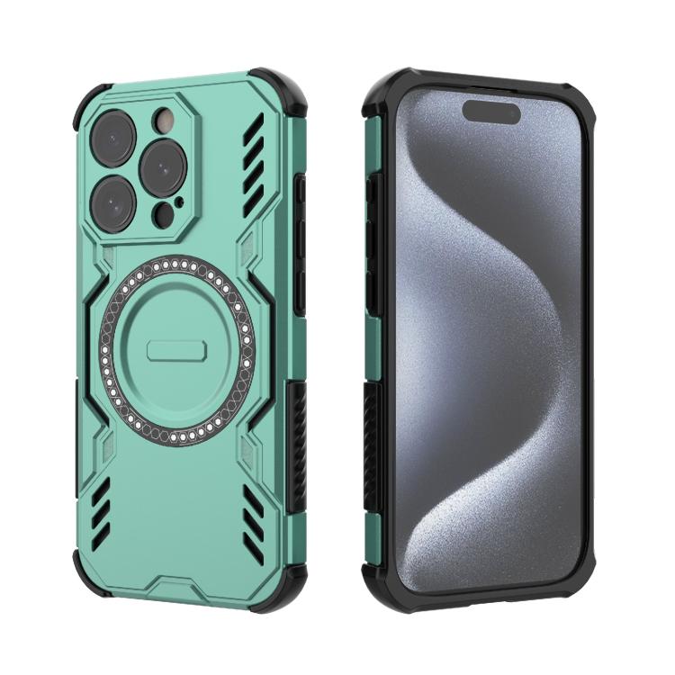 For iPhone 15 Pro Butterfly Armor MagSafe Magnetic Ring Shockproof Phone Case