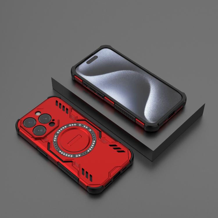For iPhone 15 Pro Butterfly Armor MagSafe Magnetic Ring Shockproof Phone Case