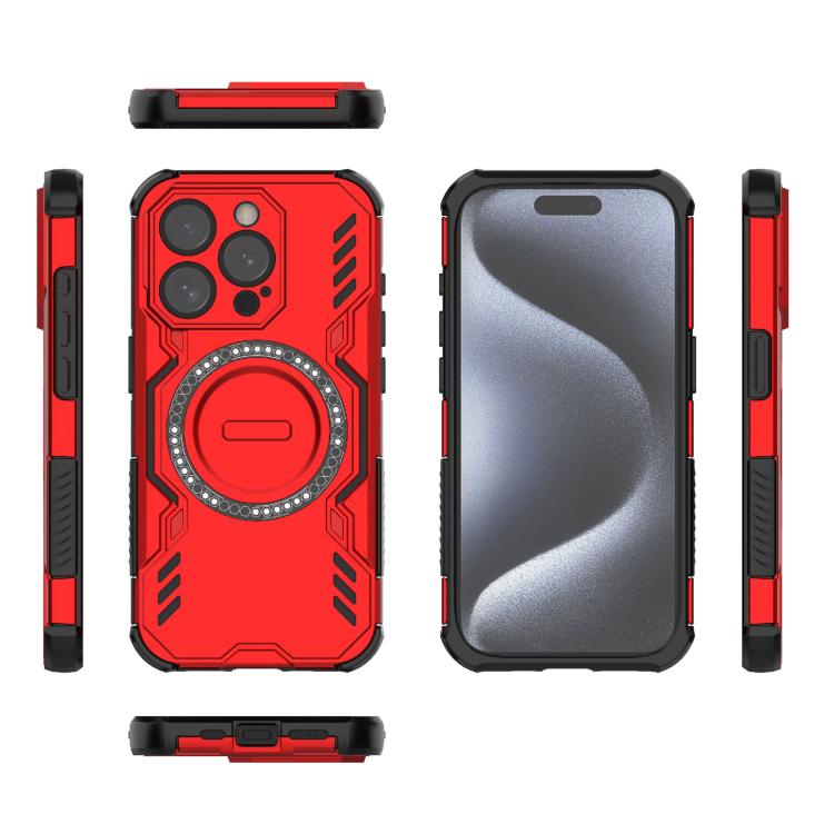 For iPhone 15 Pro Butterfly Armor MagSafe Magnetic Ring Shockproof Phone Case