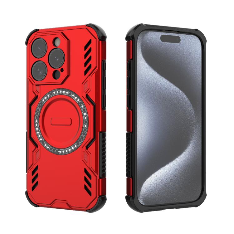 For iPhone 15 Pro Butterfly Armor MagSafe Magnetic Ring Shockproof Phone Case