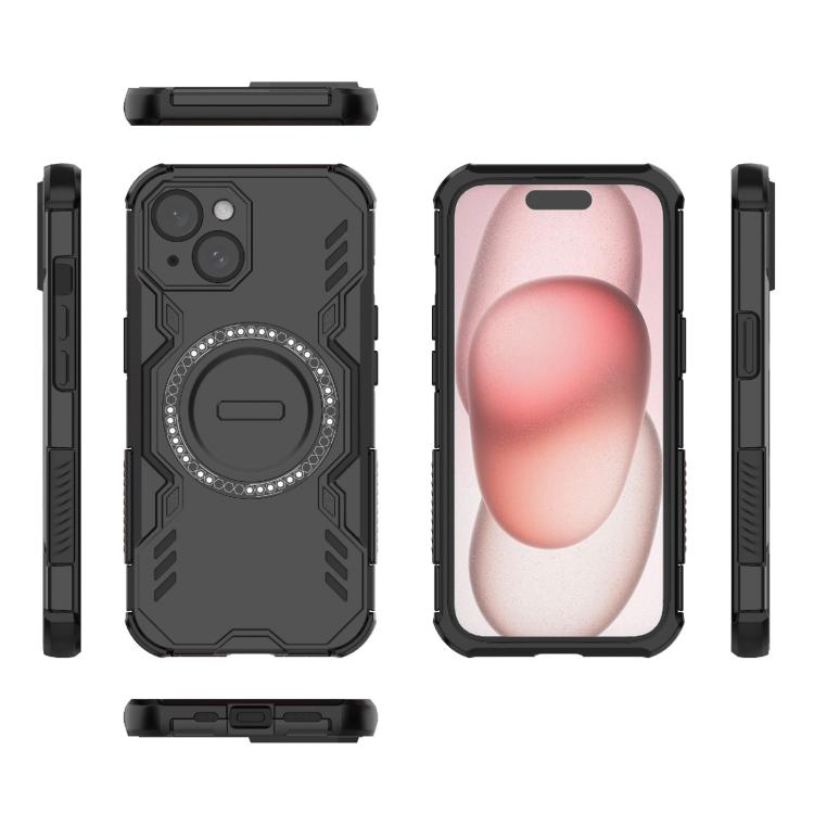For iPhone 15 Butterfly Armor MagSafe Magnetic Ring Shockproof Phone Case