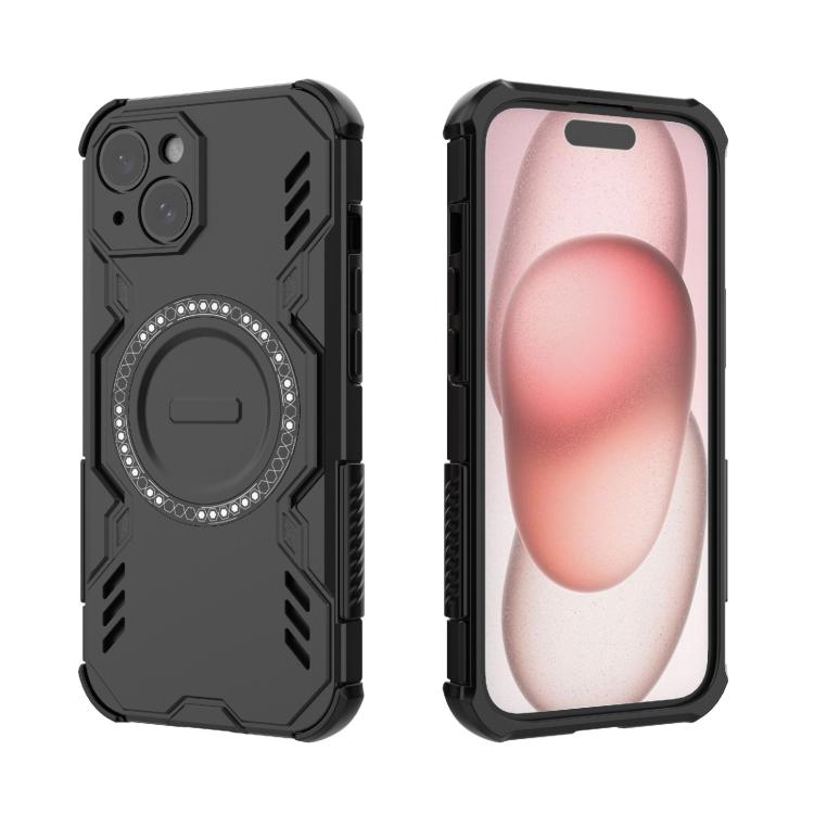 For iPhone 15 Butterfly Armor MagSafe Magnetic Ring Shockproof Phone Case