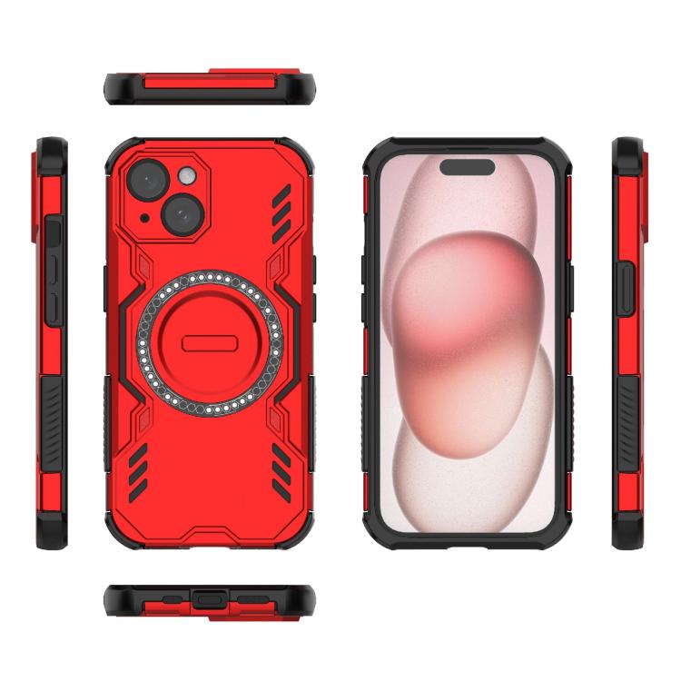 For iPhone 15 Butterfly Armor MagSafe Magnetic Ring Shockproof Phone Case
