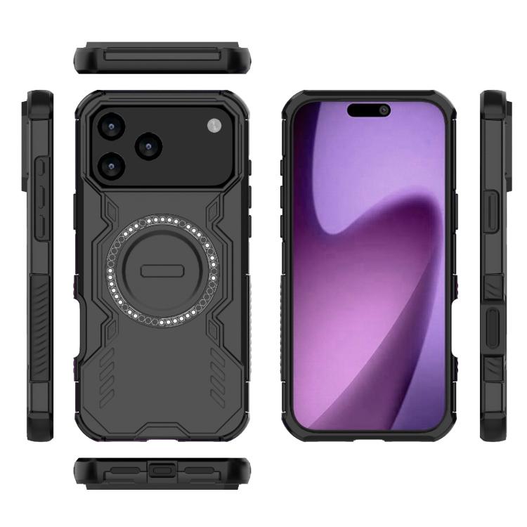 For iPhone 17 Pro Max Butterfly Armor MagSafe Magnetic Ring Shockproof Phone Case