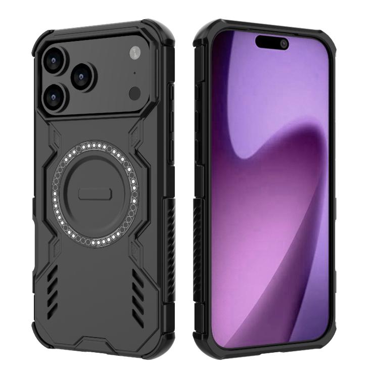 For iPhone 17 Pro Max Butterfly Armor MagSafe Magnetic Ring Shockproof Phone Case