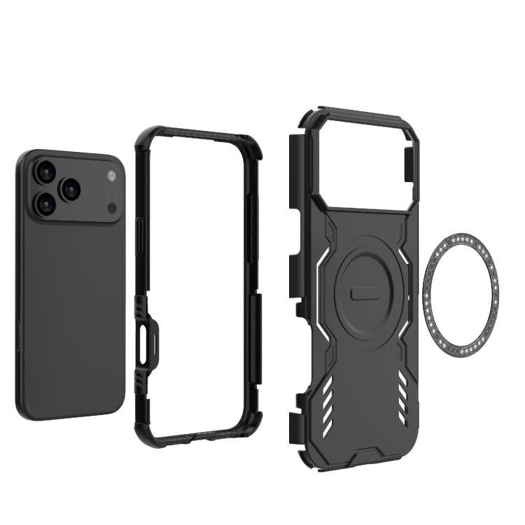 For iPhone 17 Pro Max Butterfly Armor MagSafe Magnetic Ring Shockproof Phone Case