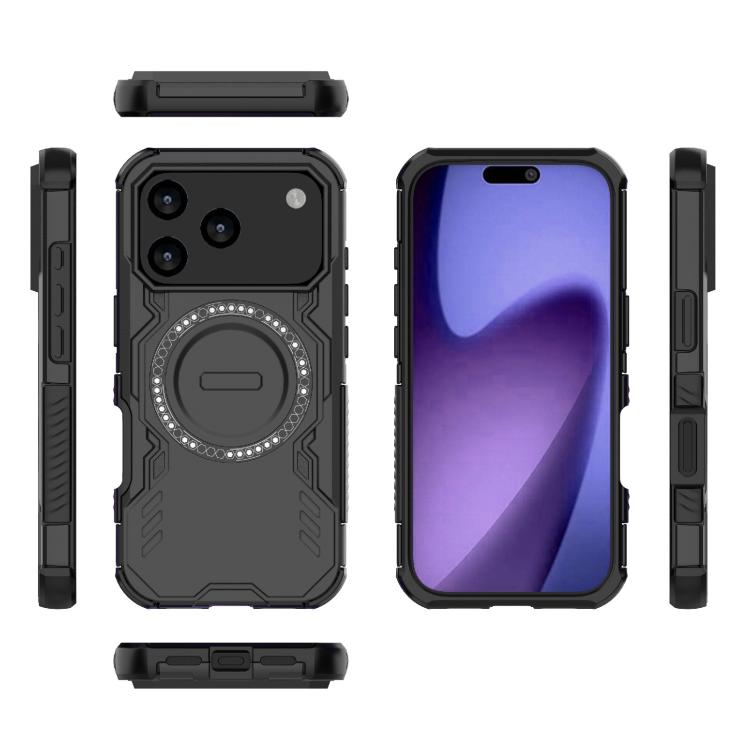 For iPhone 17 Pro Butterfly Armor MagSafe Magnetic Ring Shockproof Phone Case