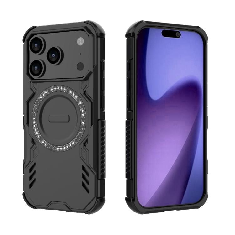 For iPhone 17 Pro Butterfly Armor MagSafe Magnetic Ring Shockproof Phone Case
