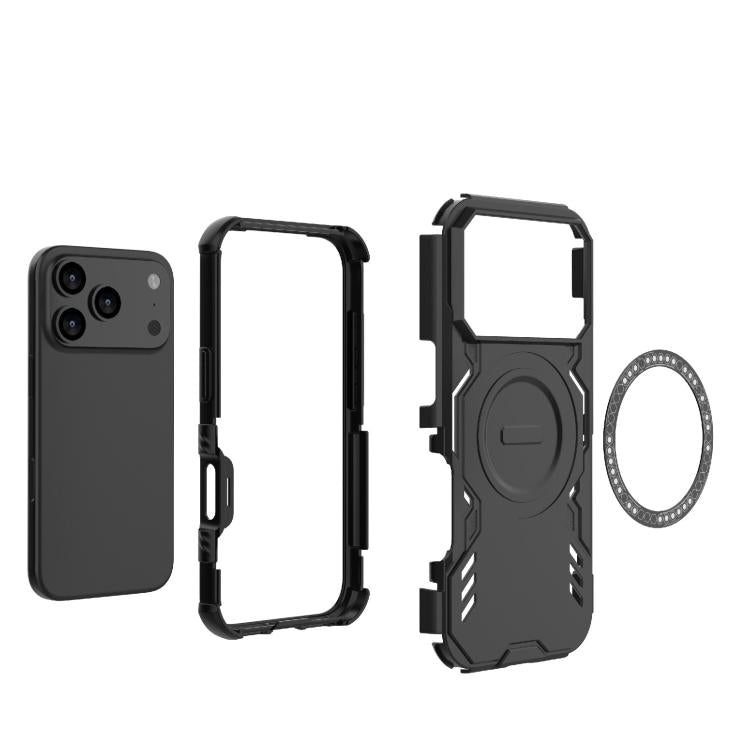 For iPhone 17 Pro Butterfly Armor MagSafe Magnetic Ring Shockproof Phone Case