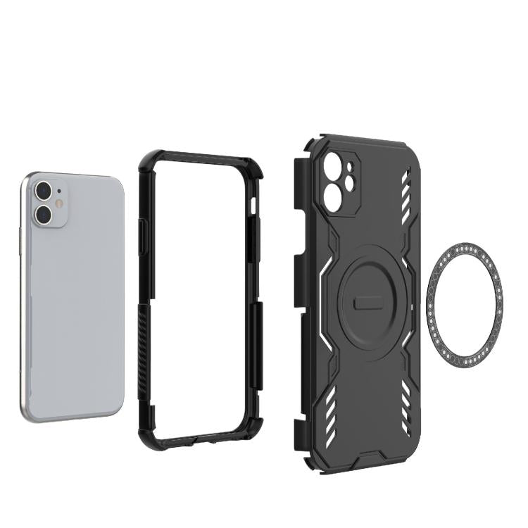 For iPhone 11 Butterfly Armor MagSafe Magnetic Ring Shockproof Phone Case