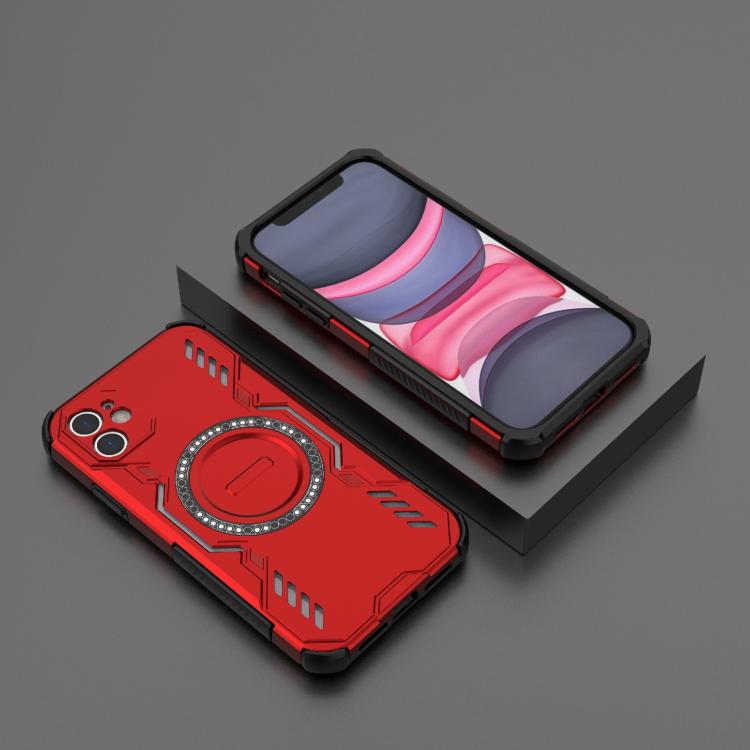 For iPhone 11 Butterfly Armor MagSafe Magnetic Ring Shockproof Phone Case