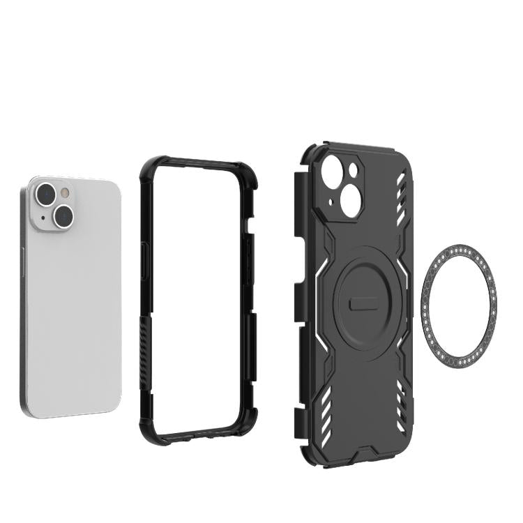 For iPhone 14 Butterfly Armor MagSafe Magnetic Ring Shockproof Phone Case