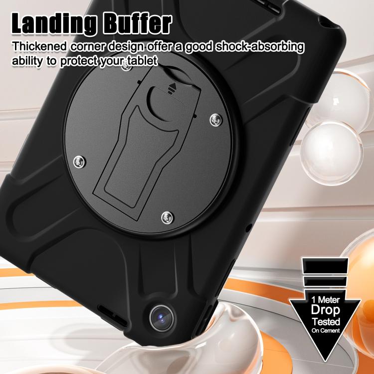 For Lenovo Tab 10.1 2025 / ZhaoYang K10c Silicone Hybrid PC Tablet Case with Shoulder Strap - Black