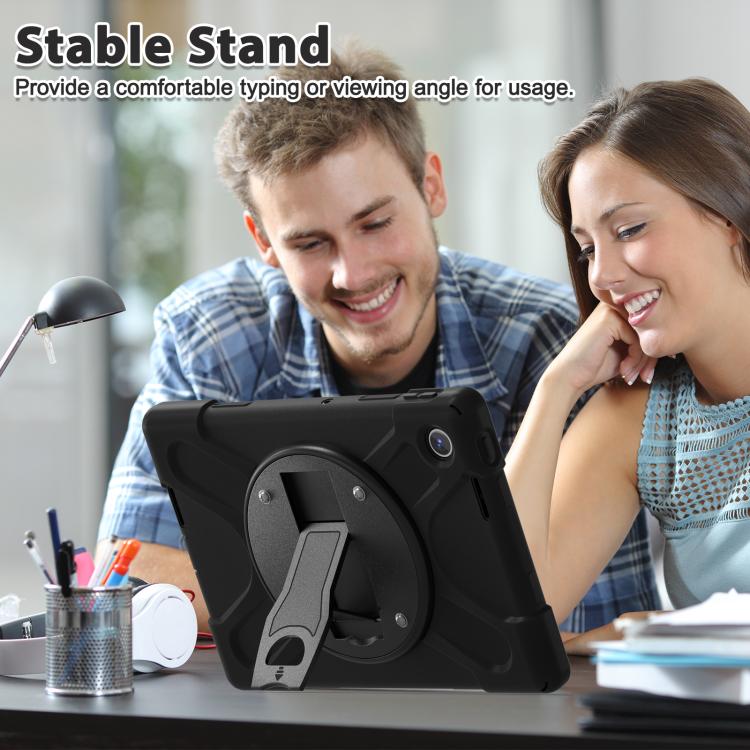 For Lenovo Tab 10.1 2025 / ZhaoYang K10c Silicone Hybrid PC Tablet Case with Shoulder Strap - Black