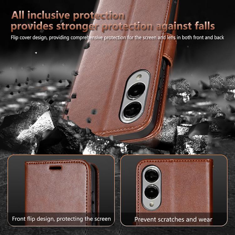 For Samsung Galaxy S25 Edge 5G AZNS Sheepskin Texture Flip Leather Phone Case