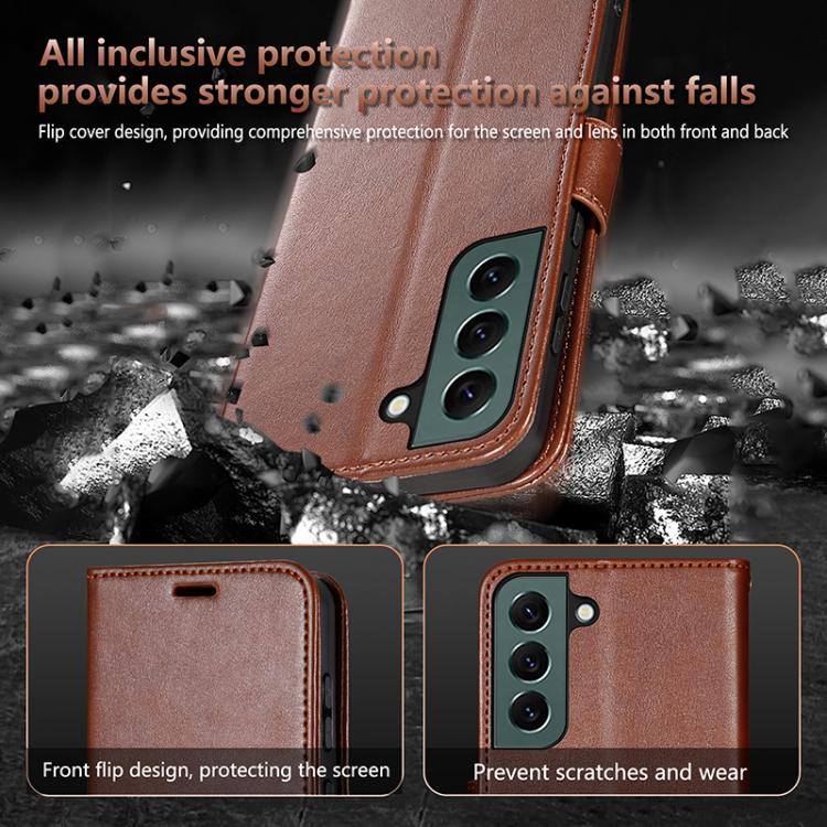 For Samsung Galaxy S22+ 5G AZNS Sheepskin Texture Flip Leather Phone Case