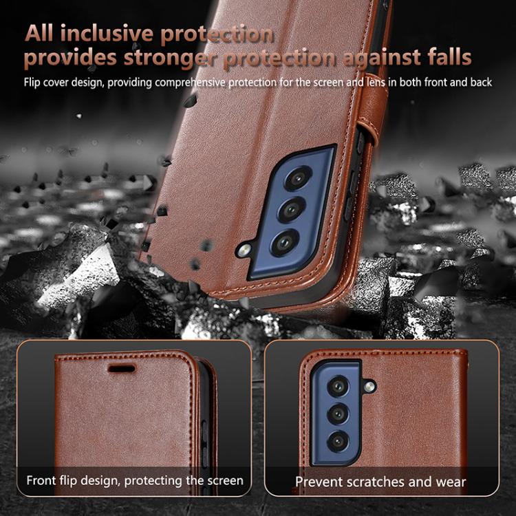 For Samsung Galaxy S21 FE 5G AZNS Sheepskin Texture Flip Leather Phone Case