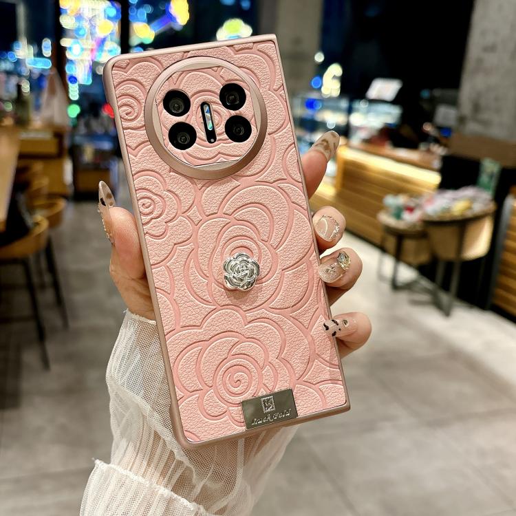 For Huawei Mate X3 3D Camellia Plaid Fabric Phone Case