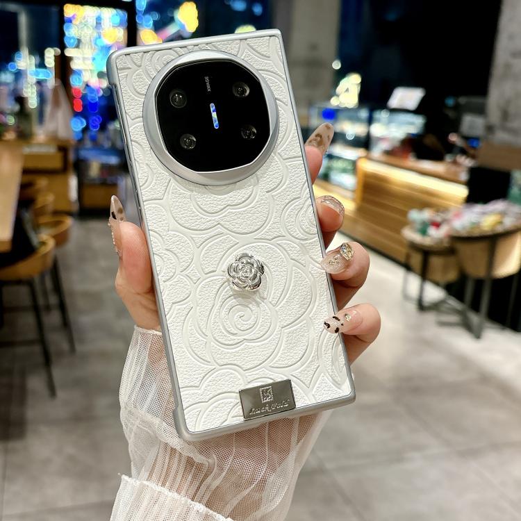 For Huawei Mate X6 3D Camellia Plaid Fabric Phone Case