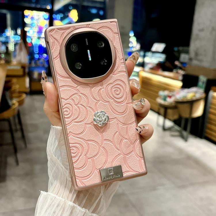 For Huawei Mate X6 3D Camellia Plaid Fabric Phone Case