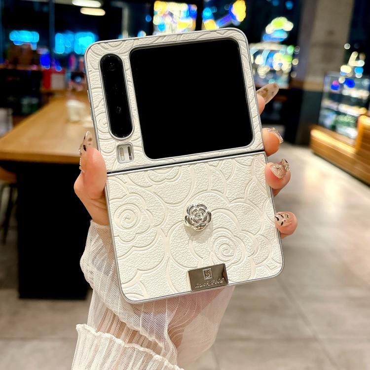 For Huawei Pura X 3D Camellia Plaid Fabric Phone Case