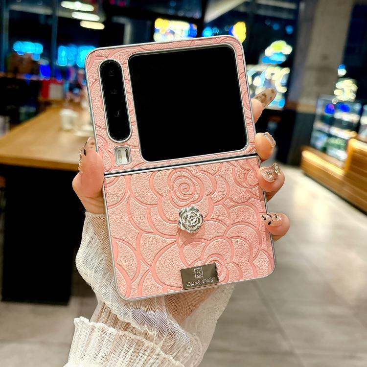 For Huawei Pura X 3D Camellia Plaid Fabric Phone Case