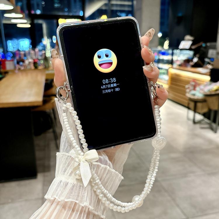 For Huawei Pura X TPU Side Buckle Bead Bracelet Portable Phone Case - Transparent