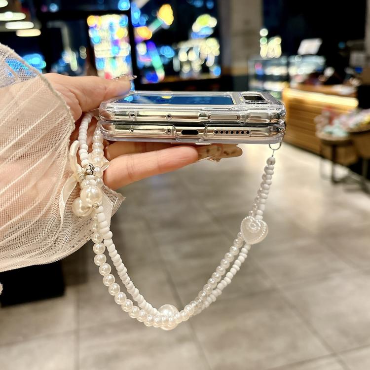 For Huawei Pura X TPU Side Buckle Bead Bracelet Portable Phone Case - Transparent