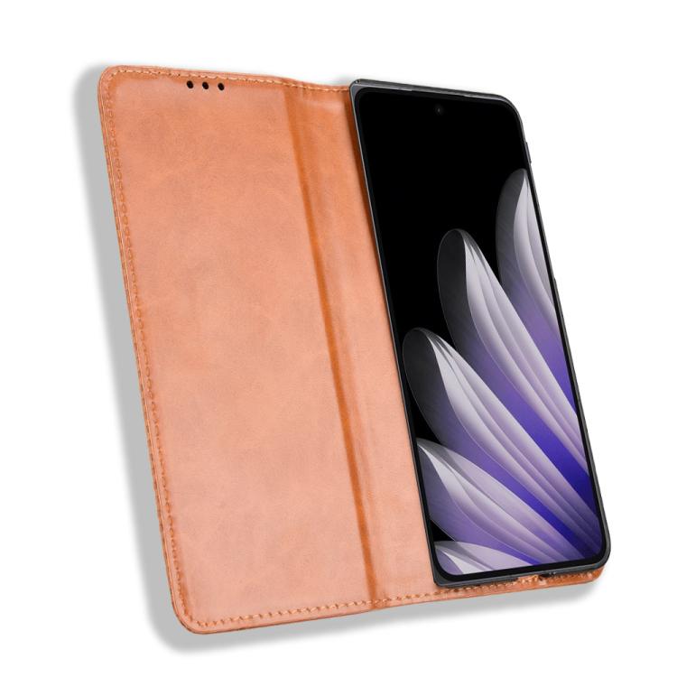 For OPPO Find N5 Magnetic Buckle Retro Texture Leather Phone Case
