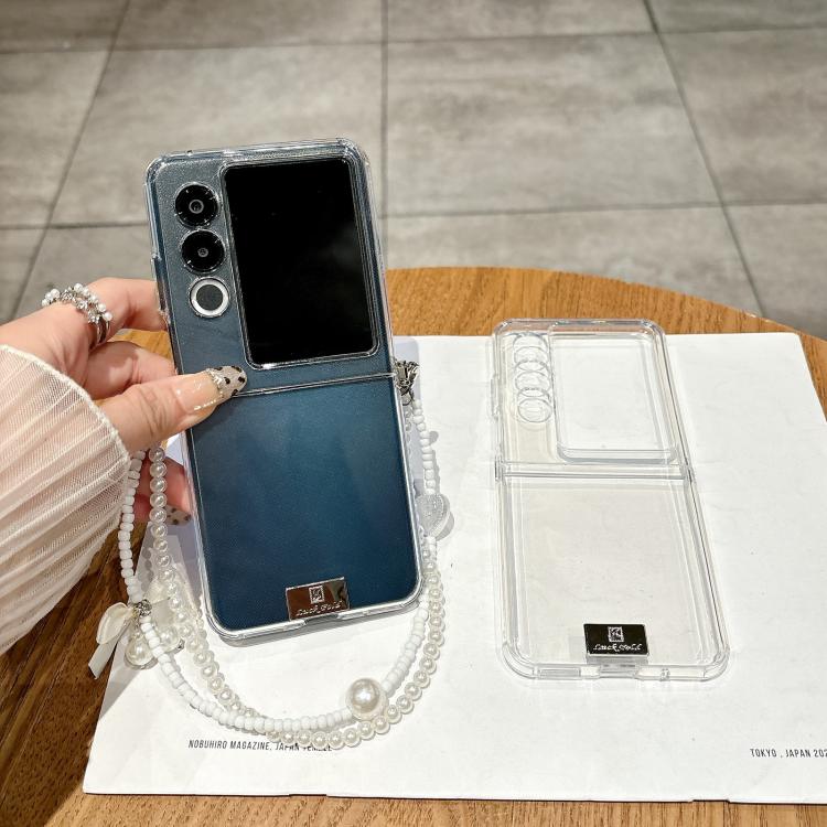 For ZTE nubia Flip2 TPU Side Buckle Bead Bracelet Portable Phone Case - Transparent