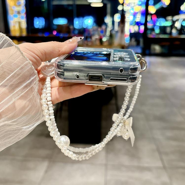 For ZTE nubia Flip2 TPU Side Buckle Bead Bracelet Portable Phone Case - Transparent