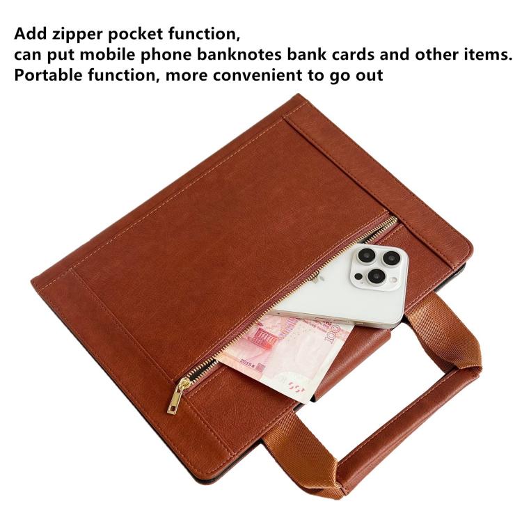 For iPad 2025 / 2022 Zipper Handle Retro Smart Leather Tablet Case