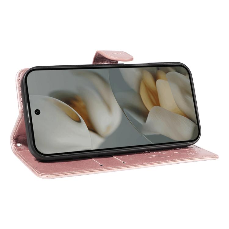 For Google Pixel 10 Pro XL 5G Global Cat and Bee Embossed Flip Leather Phone Case