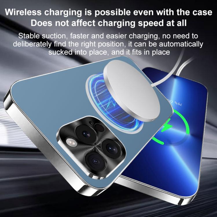 For iPhone 16 Pro Metal Mens Acrylic PC Thin Circle MagSafe Phone Case