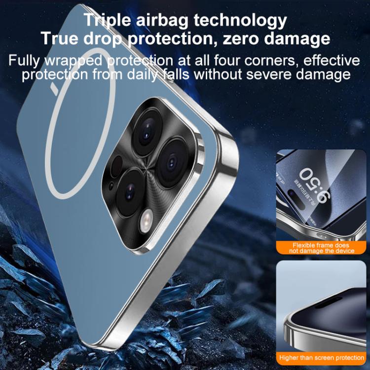 For iPhone 16 Pro Metal Mens Acrylic PC Thin Circle MagSafe Phone Case