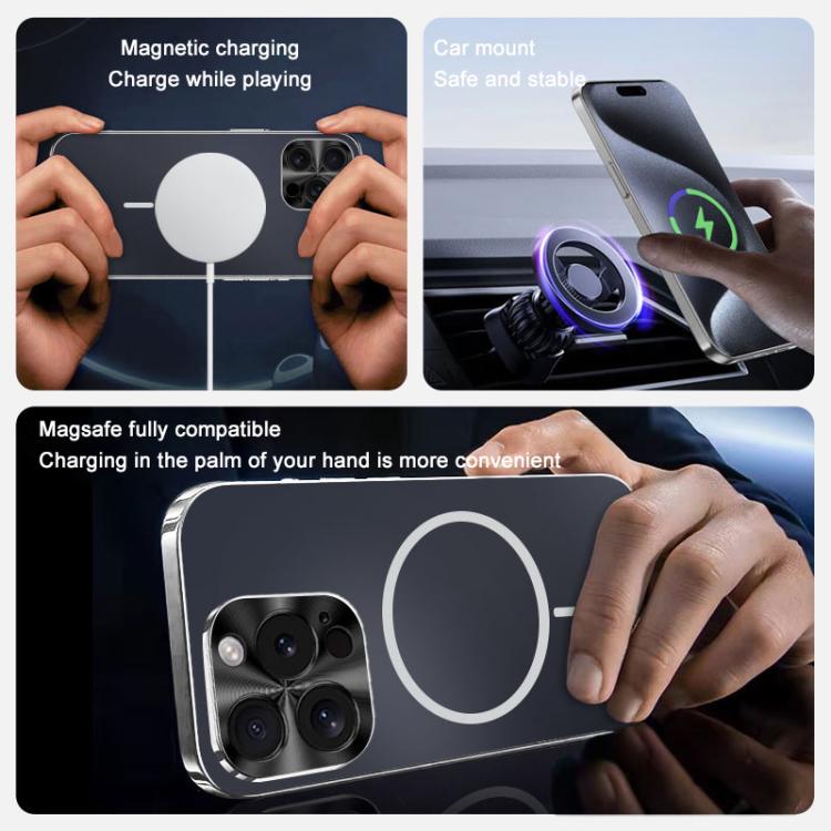 For iPhone 16 Pro Metal Mens Acrylic PC Thin Circle MagSafe Phone Case