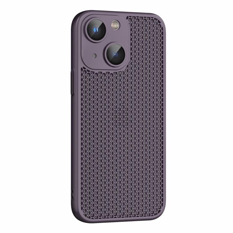 For iPhone 15 Plus Cooling Skin Feel PC Phone Case with Lens Film
